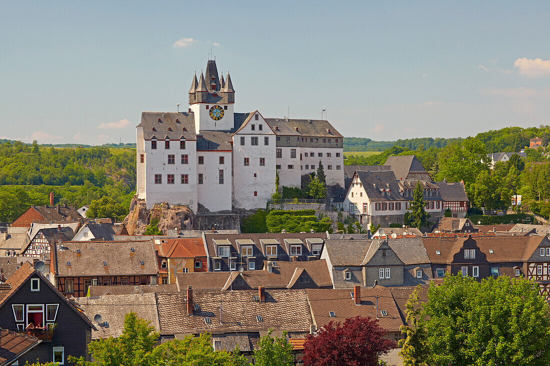 Diez castle and the old town of Diez, Diez an der Lahn, Westerwald, Rhineland-Palatinate, Germany, Europe