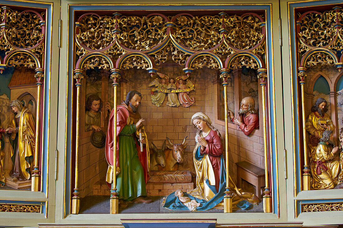 Altar, Kirche St. Johannes der Täufer (13.Jh.), Waldbrunn - Lahr, Westerwald, Hessen, Deutschland, Europa