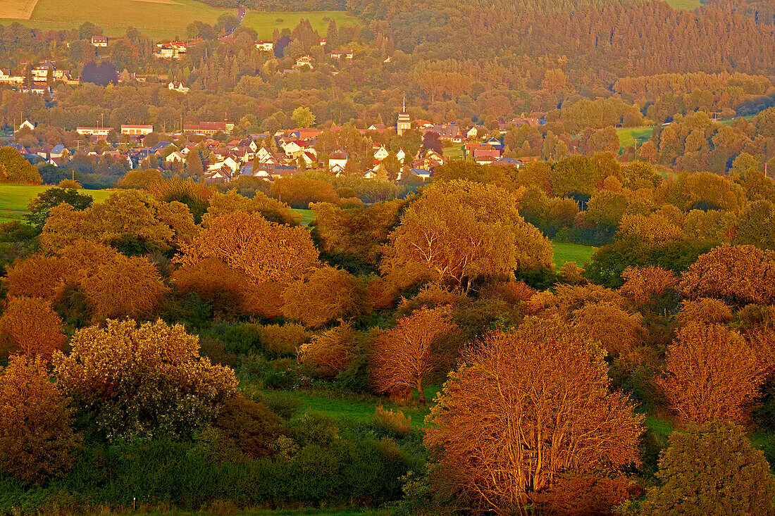 View of Nistertal in the Autumn, Westerwald, Rhineland-Palatinate, Germany, Europe