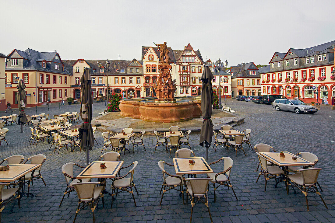 Market square at Weilburg on the Lahn, Taunus, Westerwald, Hesse, Germany, Europe