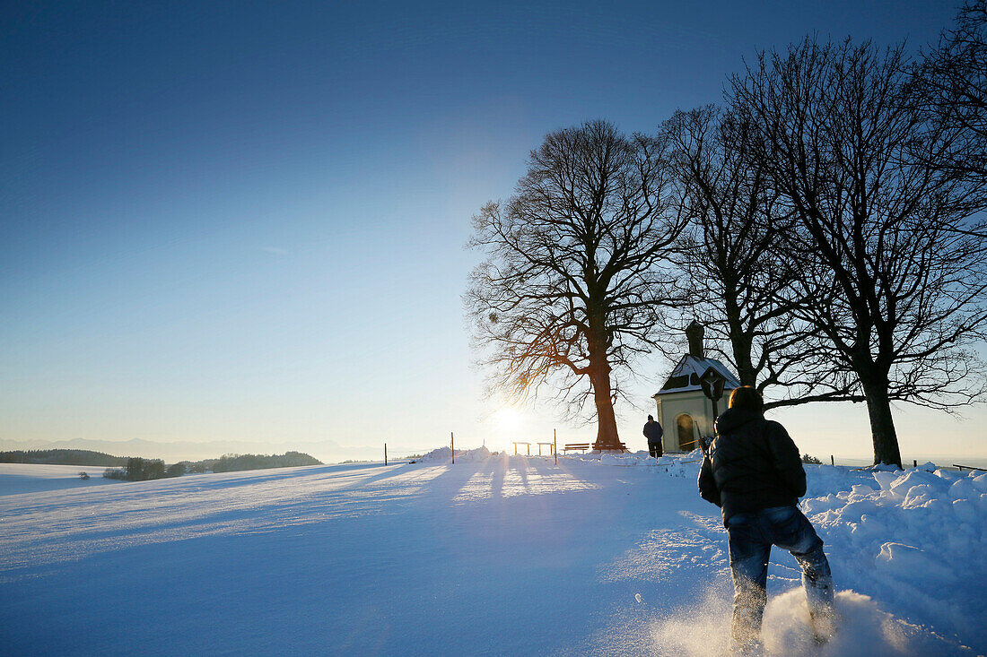 Maria-Dank-Kapelle im Winter, Degerndorf, Münsing, Bayern, Deutschland