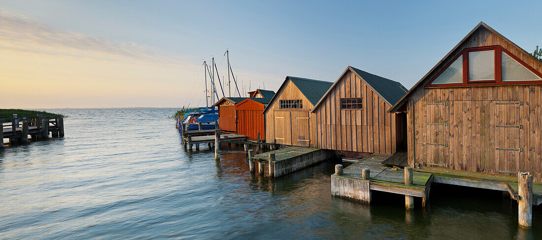 Boathouses at Althagen harbour Ahrenshoop, Barther Bodden, Mecklenburg-Western Pomerania, Germany