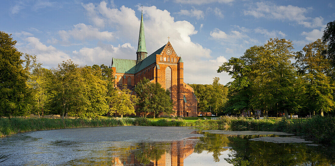 Johann Sebastian Bach garden with Minster, Bad Doberan, Mecklenburg-Western Pomerania, Germany