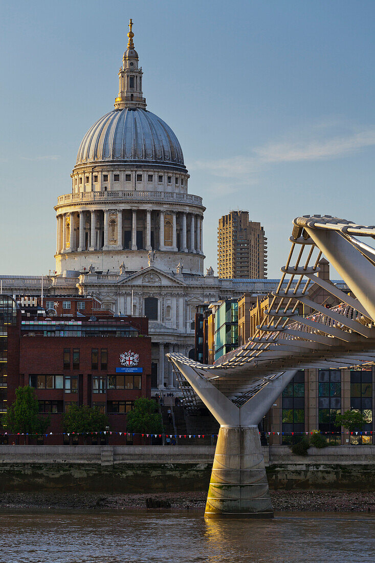 St Pauls Cathedral and Millenium Bridge, London, England