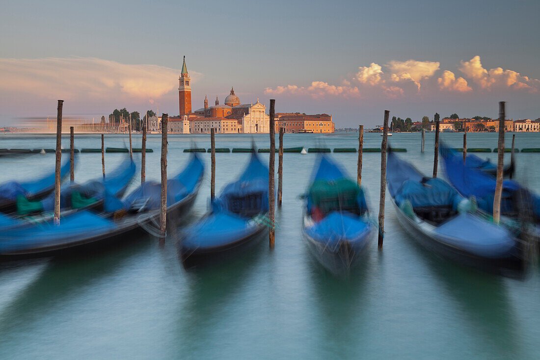 Gondolas next to the Piazza San Marco, San Giorgio Maggiore, San Marco, Venice, Italy