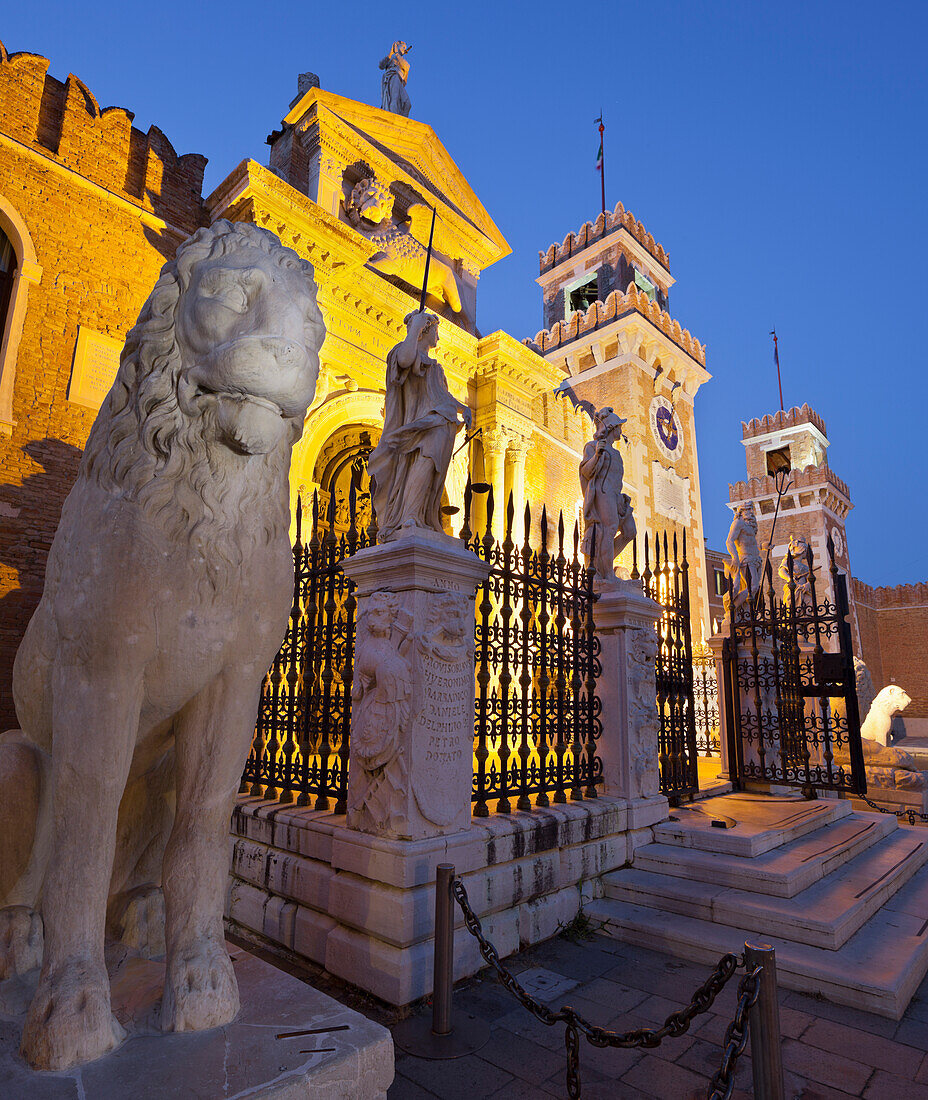 Lion Statue in front of the Campo Arsenale, Castello, Venice, Italy