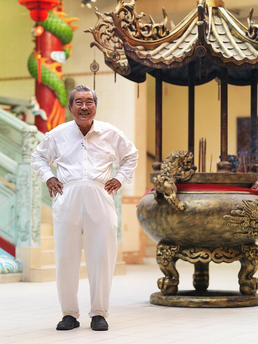 The vice chairman of the Sam Siang Keng Temple in Johor, Malaysia