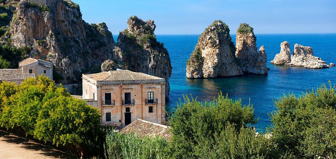 The Tonnara di Scopello  old Tuna processing factory  home of writer Gavin Maxwell in the 1950´s  Scopello, Castellammare Del Golfo , Sicily