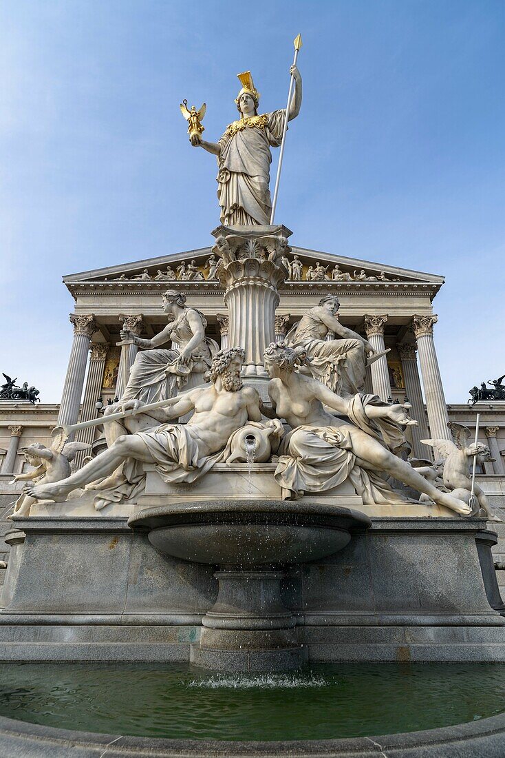 The Athena Fountain in front of the Austrian Parliament building, Vienna, Austria