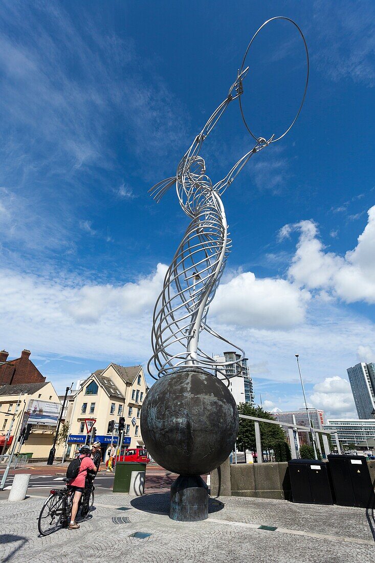 Thanksgiving Beacon also known as the Lagan Lady by Andy Scott at laganside, Belfast