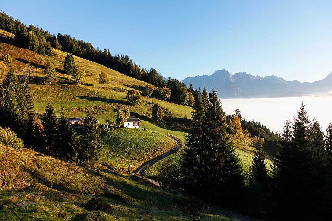 Blick auf das Steinerne Meer, bei Maria Alm, Pinzgau, Salzburger Land, Österreich