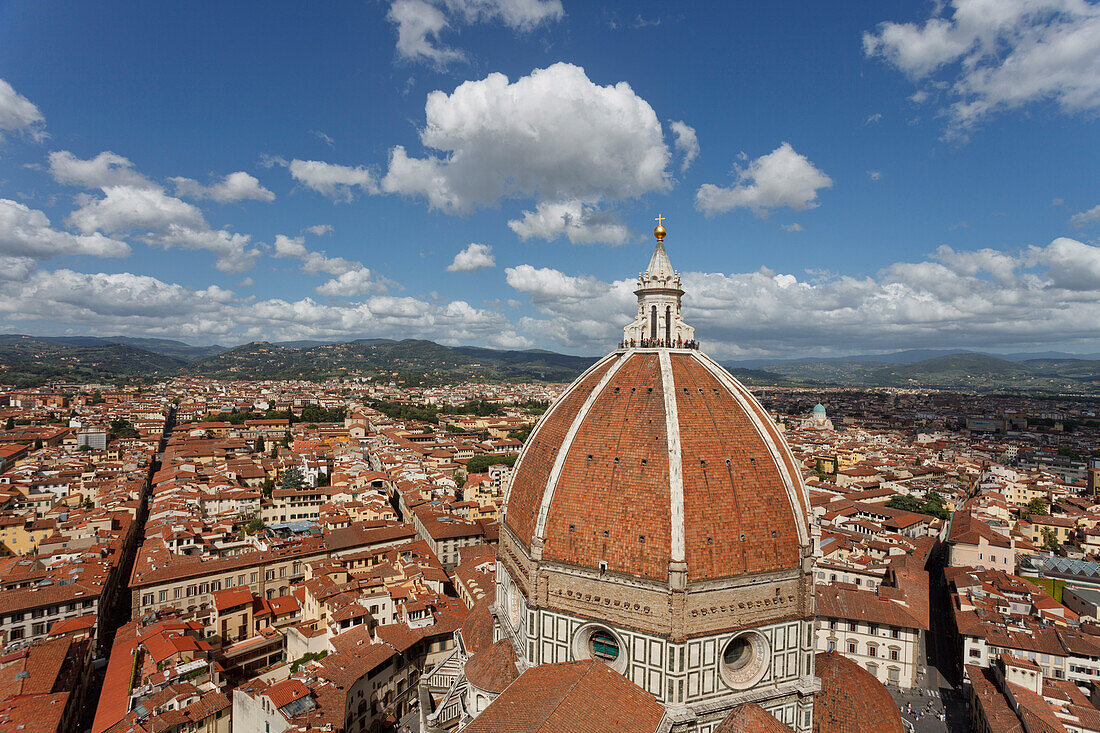 Cityscape with dome of the cathedral, architect Brunelleschi, Duomo Santa Maria del Fiore, historic centre of Florence, UNESCO World Heritage Site, Firenze, Florence, Tuscany, Italy, Europe