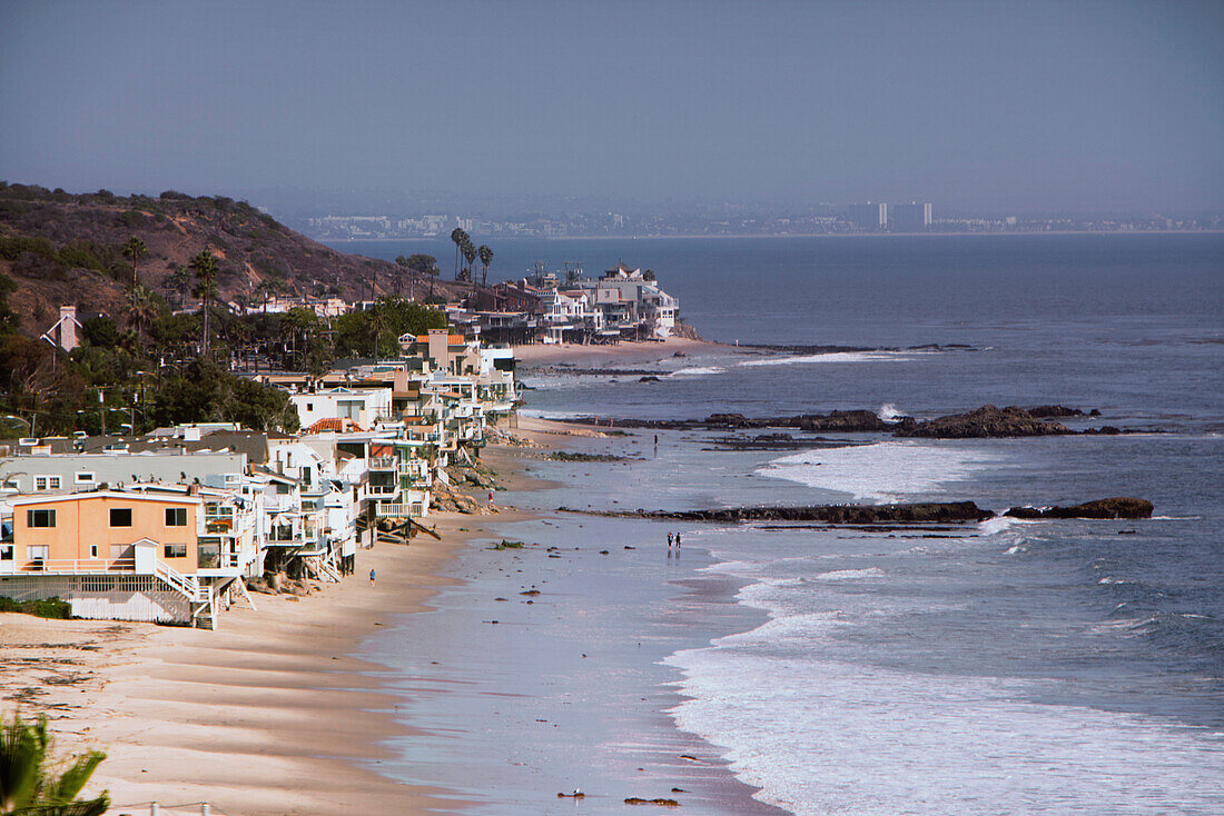 USA, California, Malibu, a view of the Malibu coast with Santa Monica in the distance