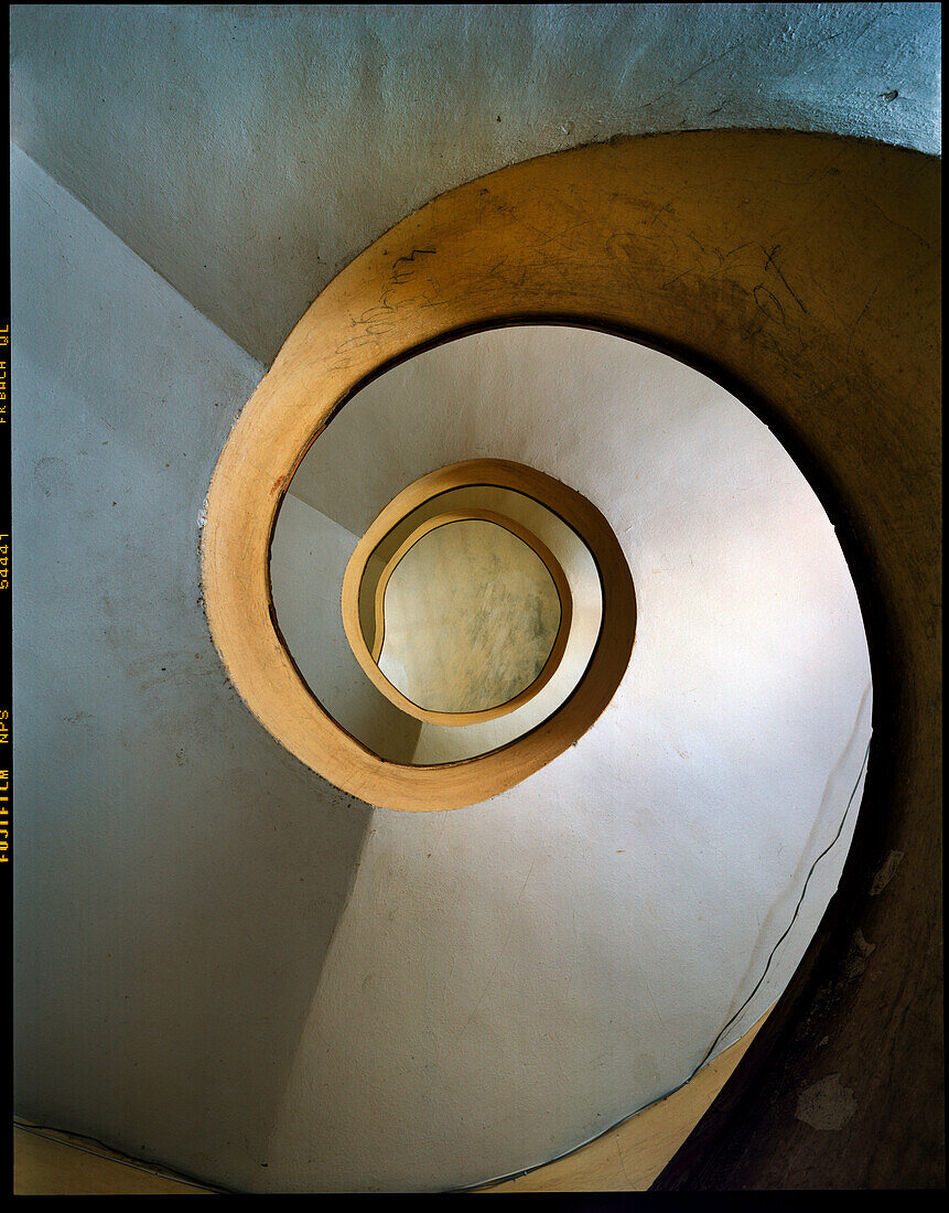 ERITREA, Asmara, looking up the staircase of an apartment building in downtown