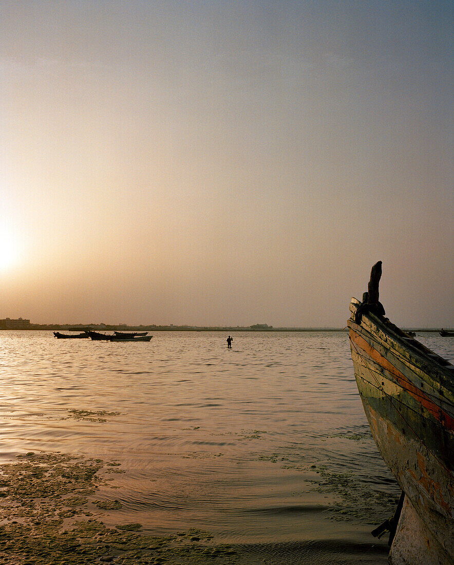 ERITREA, Massawa, a fisherman returns to shore after a day on the Red Sea