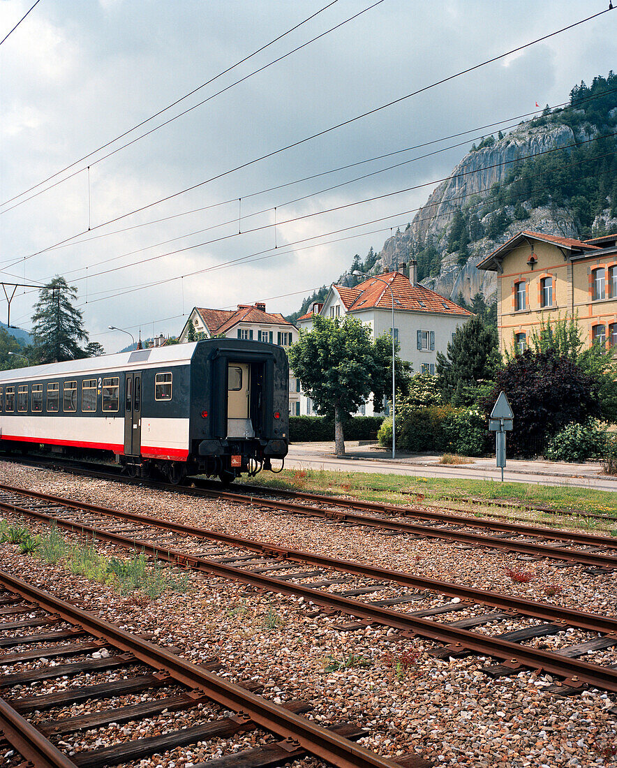 FRANCE, Fleurier, train station in the town of Fleurier