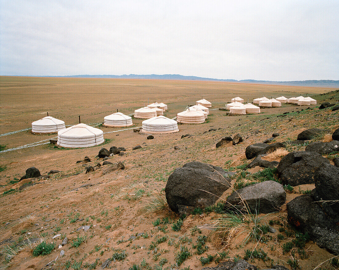 MONGOLIA, a Ger camp in Gurvansaikhan National Park, Three Camel Lodge, the Gobi Desert
