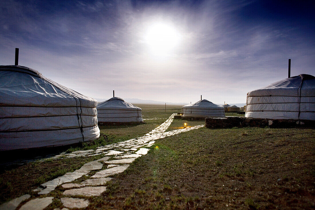 MONGOLIA, Ger camp in Gurvansaikhan National Park, Three Camel Lodge, the Gobi Desert