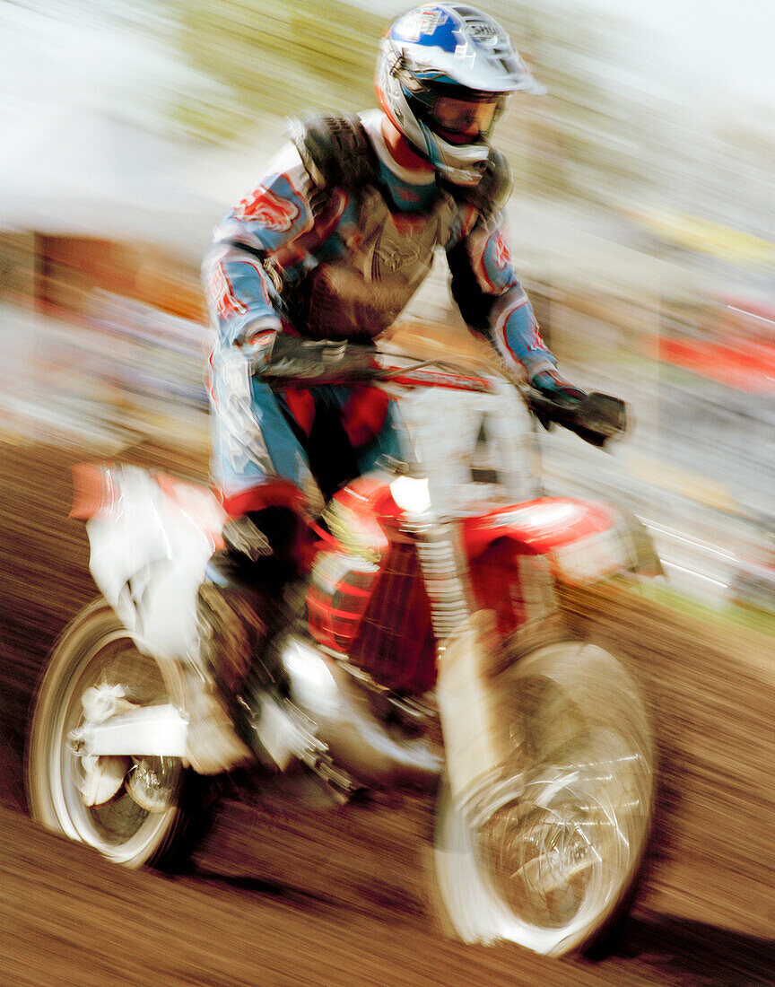 USA, Tennessee, boy in a motorcross race, action blur
