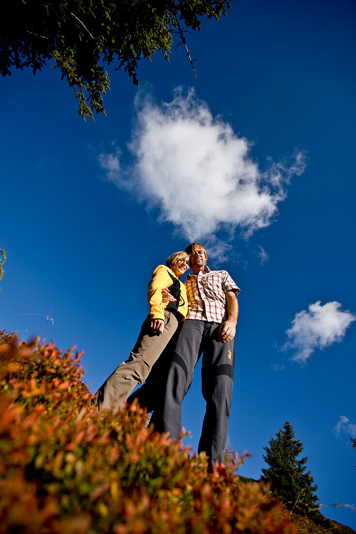 Hikers in autumn, Planai, Schladming, Styria, Austria