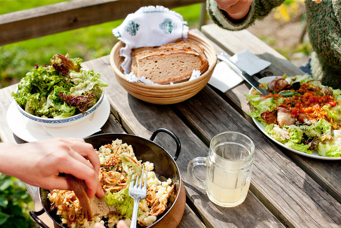 Two women having a lunch, Riegersburg, Styria, Austria