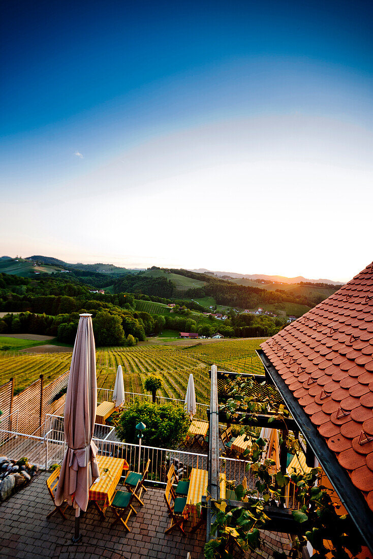 Terrace of a wine bar, Styria, Austria