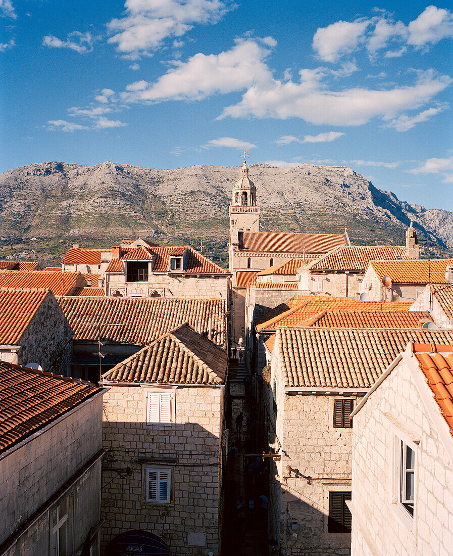 CROATIA, Korcula, Dalmatian Coast, Island, high angle view of residential structure