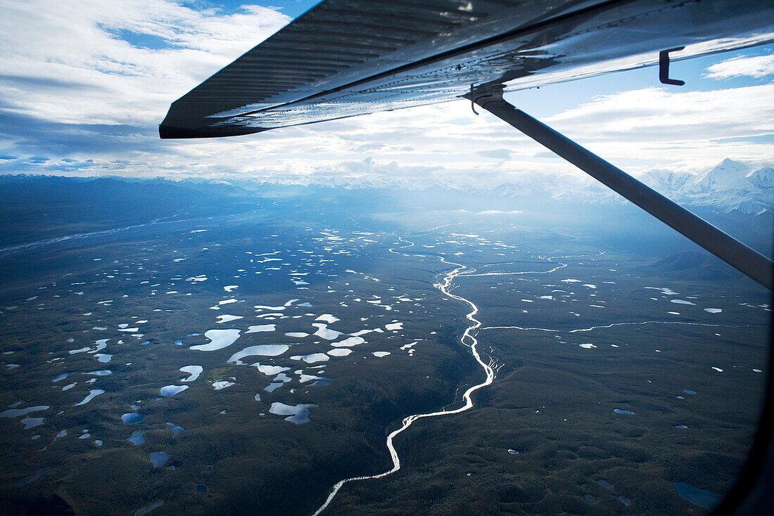 USA, Alaska, view of glacier valley and lakes, Denali National Park