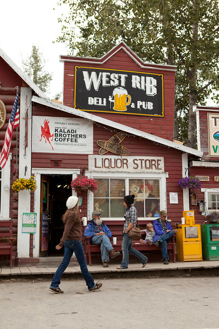 ALASKA, Talkeenta, Nagley's store and liquor store on Main street in the middle of town