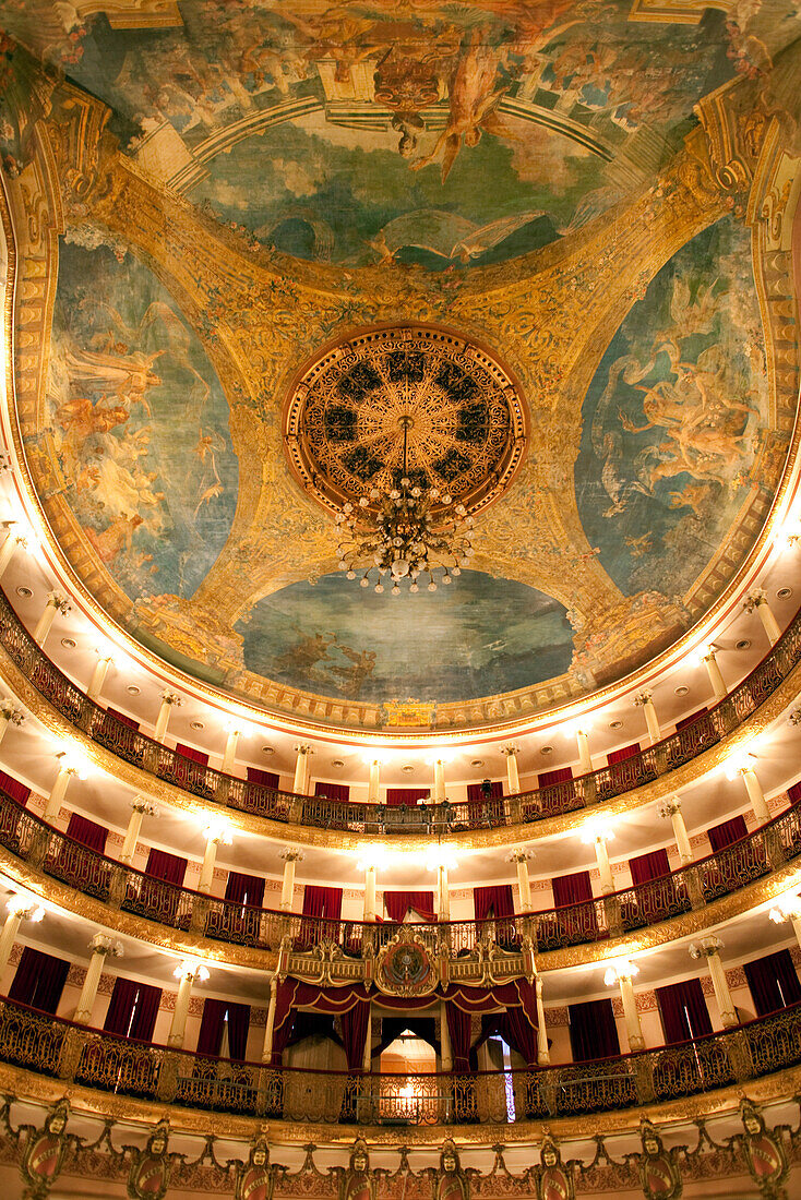 Brazil, Manaus, inside the Teatro Amazonas opera house located in the center of Manaus