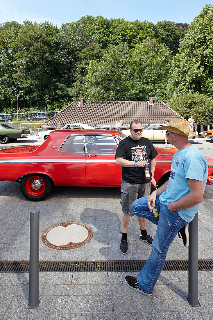 Oldtimer event in front of Hafenbahnhof, corner of Elbstrasse and Kaistrasse, Altona, Hamburg, Germany