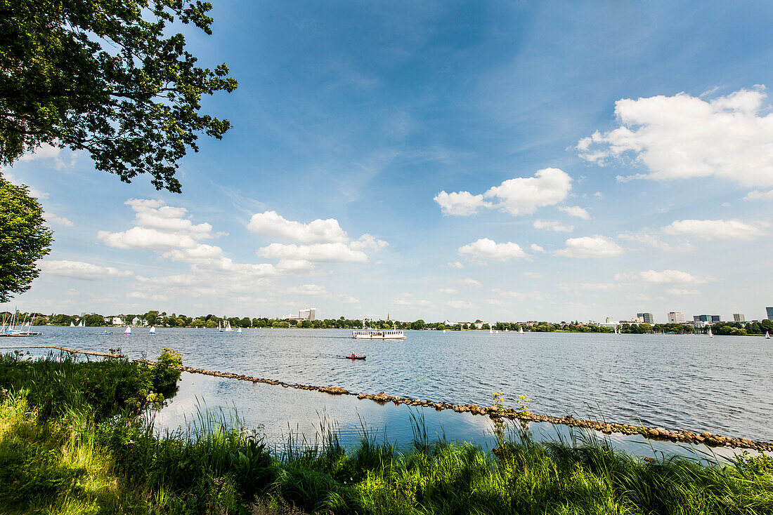 View over the Aussenalster (outer Alster), Hamburg, Germany