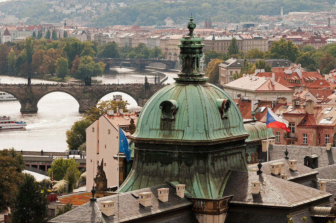 View to Charles Bridge, Prague, Czech Republic, Europe