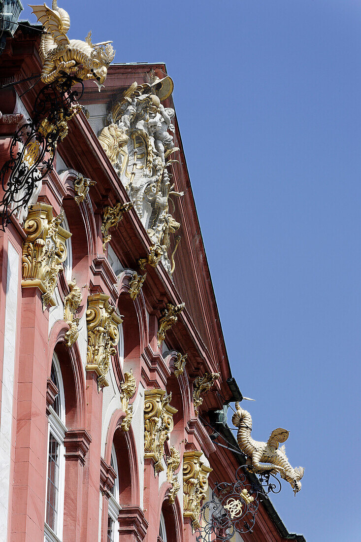 Entrance front, Chateau Bruchsal, Bruchsal, Kraichgau, Baden-Württemberg, Germany