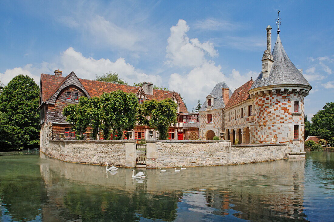 Wasserschloss, Saint Germain de Livet, Orne, Basse-Normandie, Normandie, Frankreich