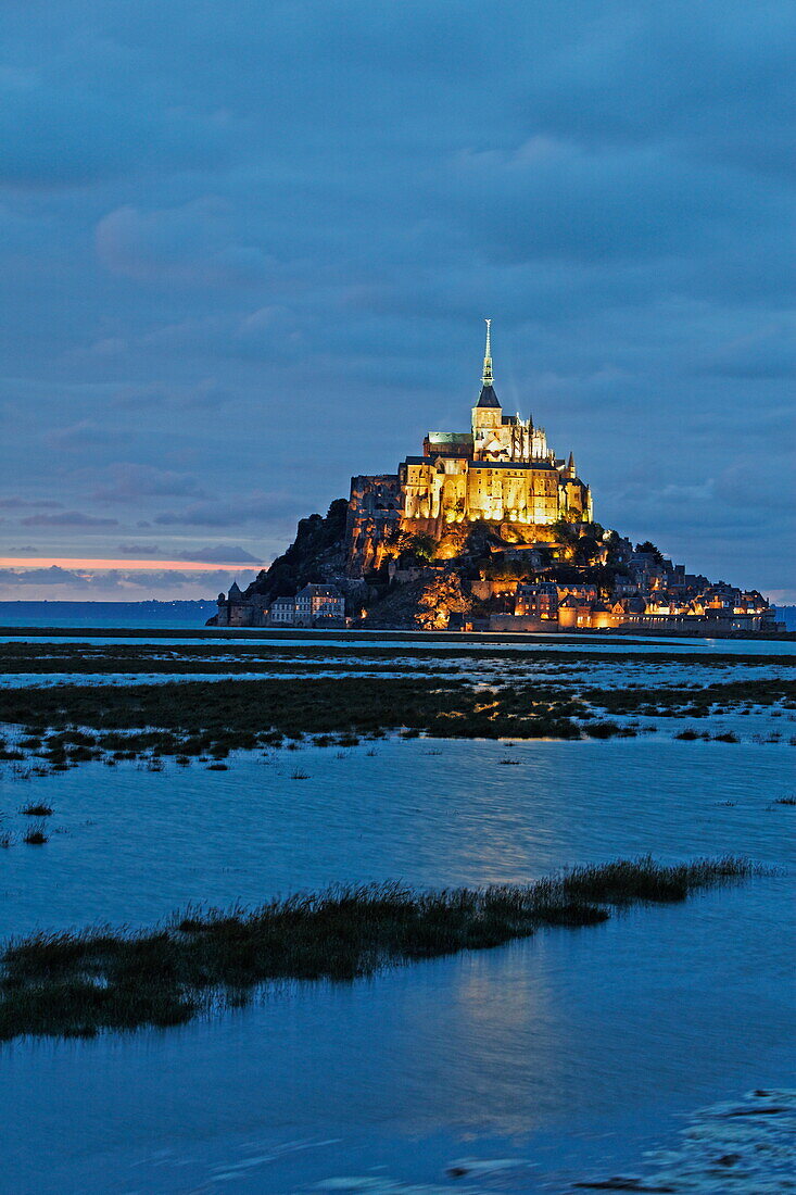 Dusk at Mont Saint Michel, Lower Normandy, Normandy, France