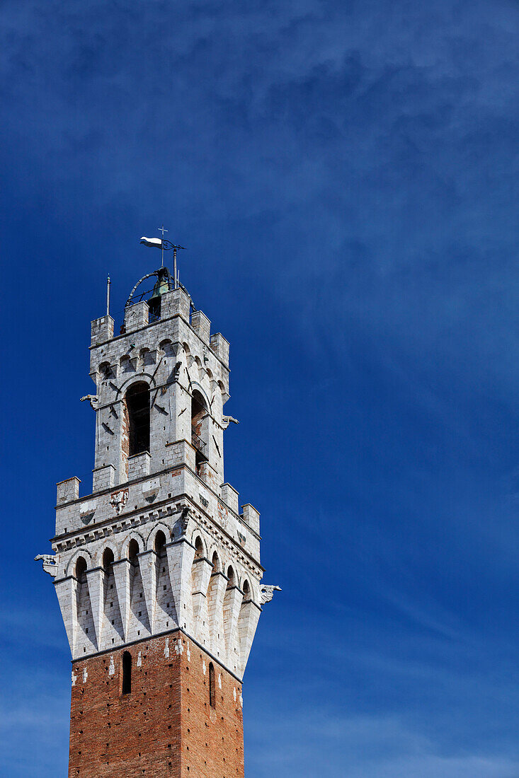Tower of the city hall, Torre del Mangia, Palazzo Pubblico, Siena, Tuscany, Italy