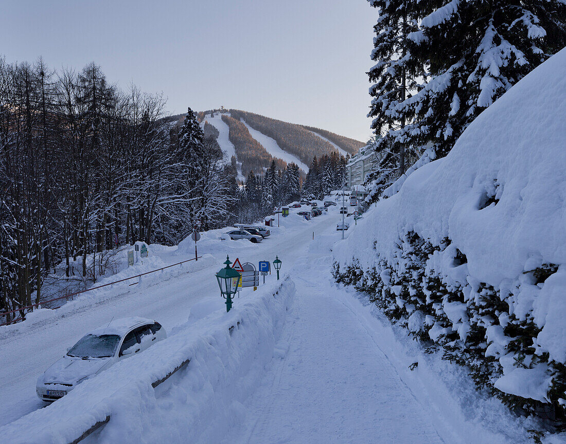 Hirschenkogel in Winter, Ski resort, Semmering, Lower Austria, Austria