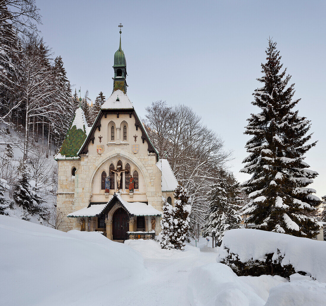 Parish church in Winter, Semmering, Lower Austria, Austria