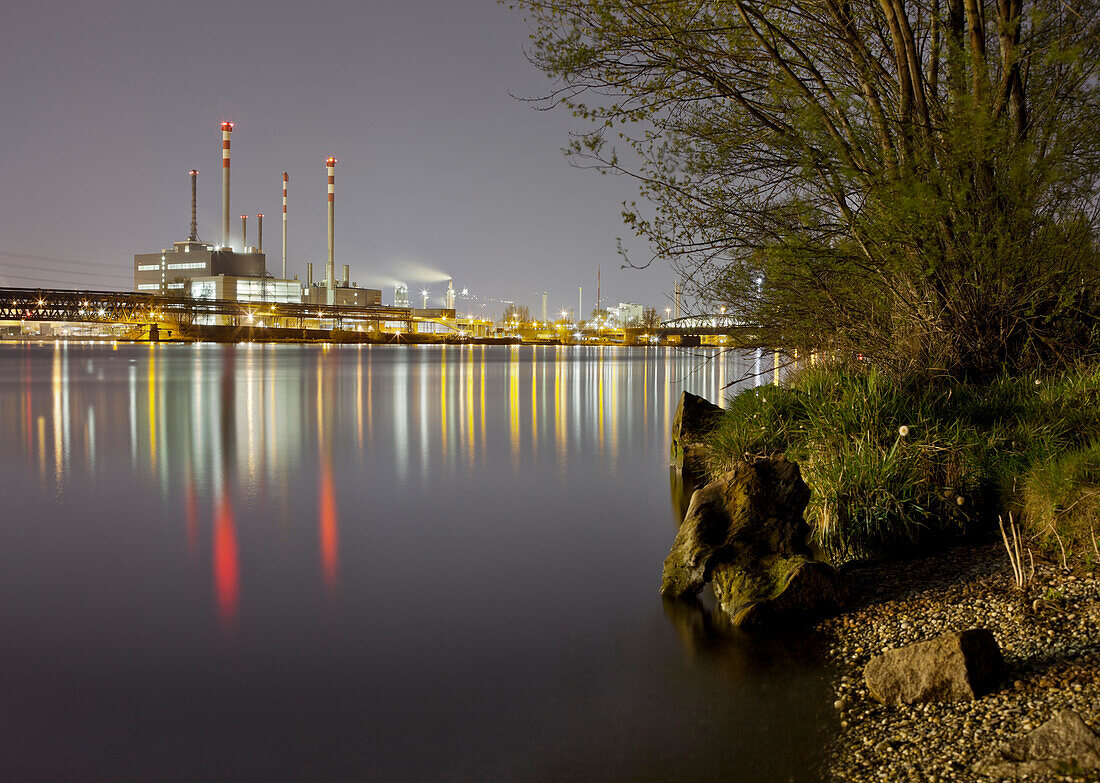 Voest Linz, Steel works at night, Donau, Upper Austria, Austria