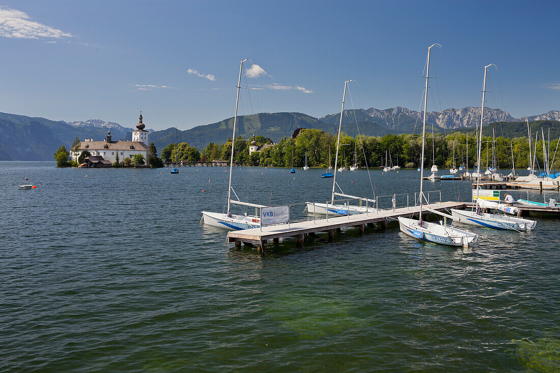 Orth castle, Traunsee, Gmunden, Hoellengebirge, Salzkammergut, Upper Austria, Austria