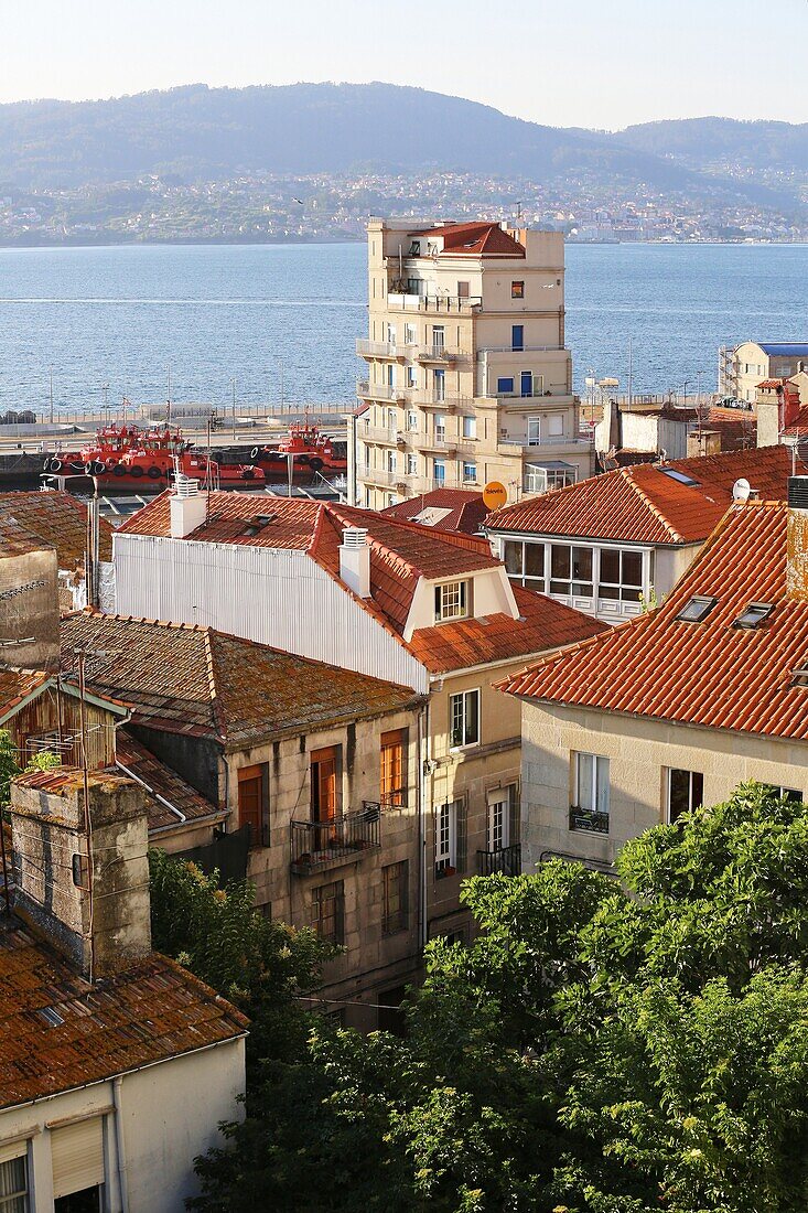 Mirador an der Ria de Vigo Vigo, Pontevedra, Galicien, Spanien.