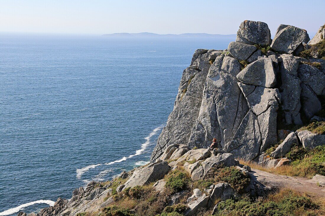 Maritimer terrestrischer Nationalpark der Atlantischen Inseln, Blick vom Cabo Home, Ria de Pontevedra, Cangas, Provinz Pontevedra, Galicien, Spanien