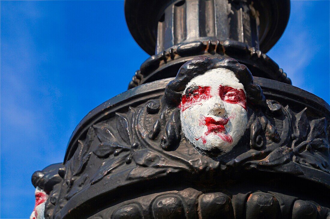 France-Aquitaine-Gironde- streetlight in cast iron on Place saint Michel, at Bordeaux.