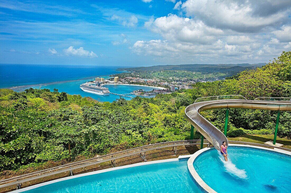 Cruise and swimming pool, Ocho Rios, Jamaica, West Indies, Caribbean, Central America.