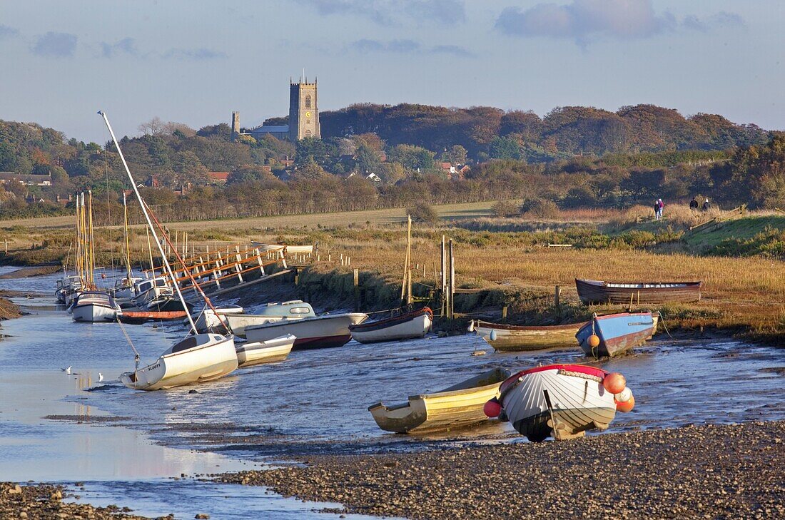 Blakeney Harbour UK October towards Blakeney Church