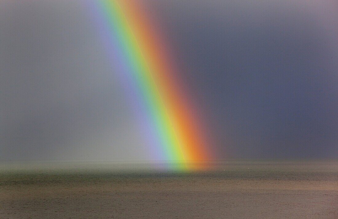 Rainbow off Weybourne Norfolk in rain storm