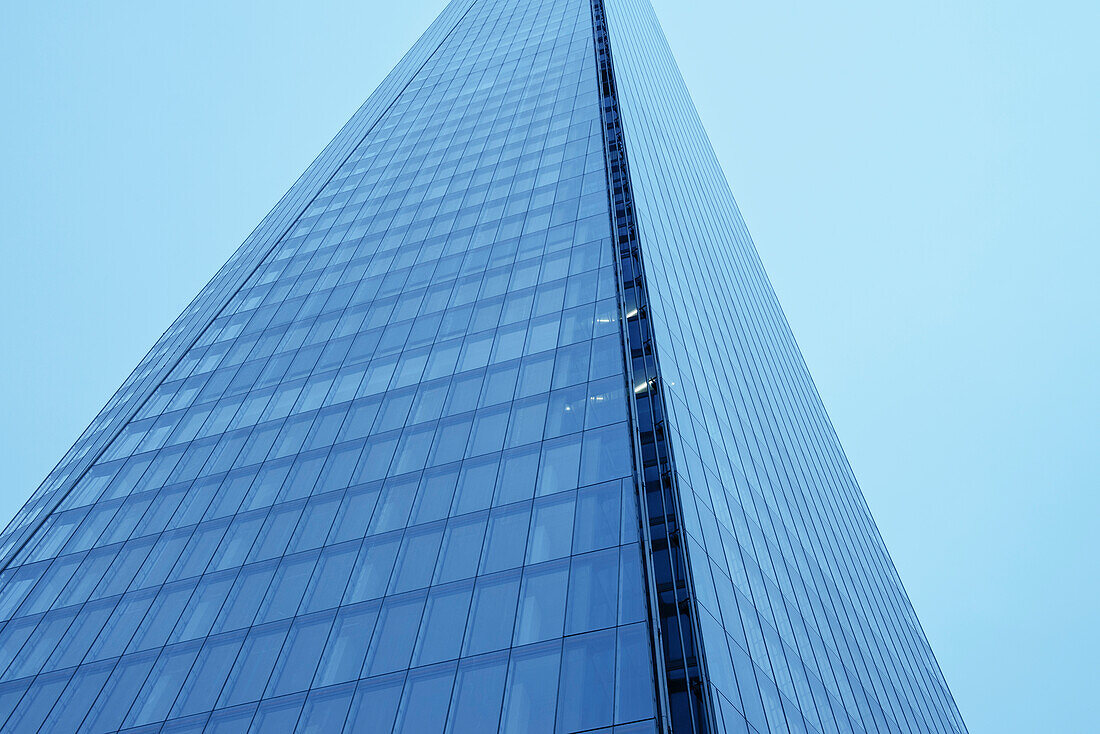 Detail of glass facade of the Shard, skyscraper, City of London, England, United Kingdom, Europe, architect Renzo Piano
