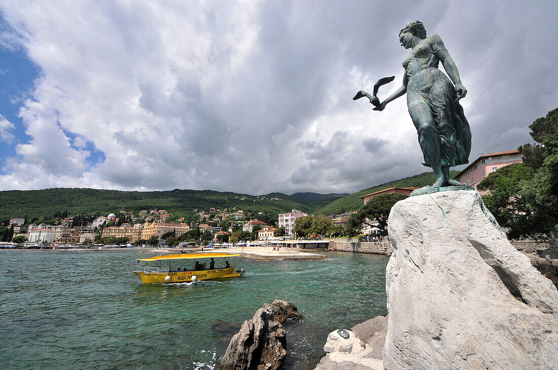 Maiden with the Seagull sculpture, Opatija, Kvarner bay, Istria, Croatia