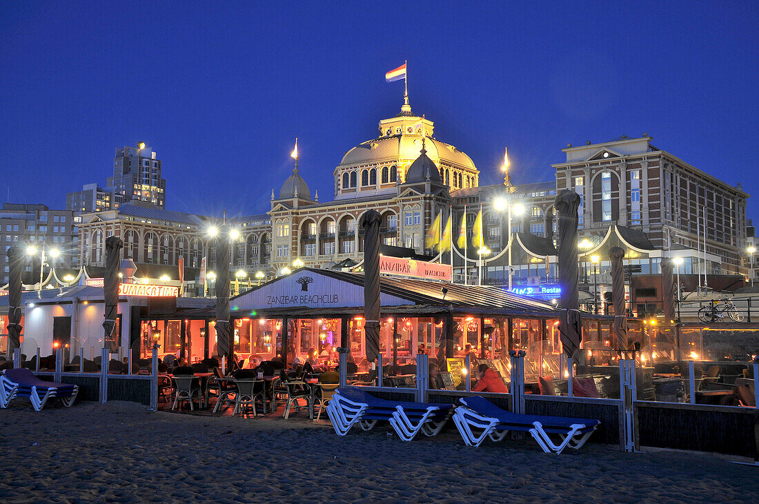 Kurhaus hotel in the evening light, Scheveningen on the North sea coast, Den Haag, The Netherlands